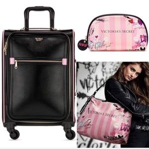 🆕PINK VS✈️3PC WHEELIE/COSMETIC BAG DUFFLE LUGGAGE